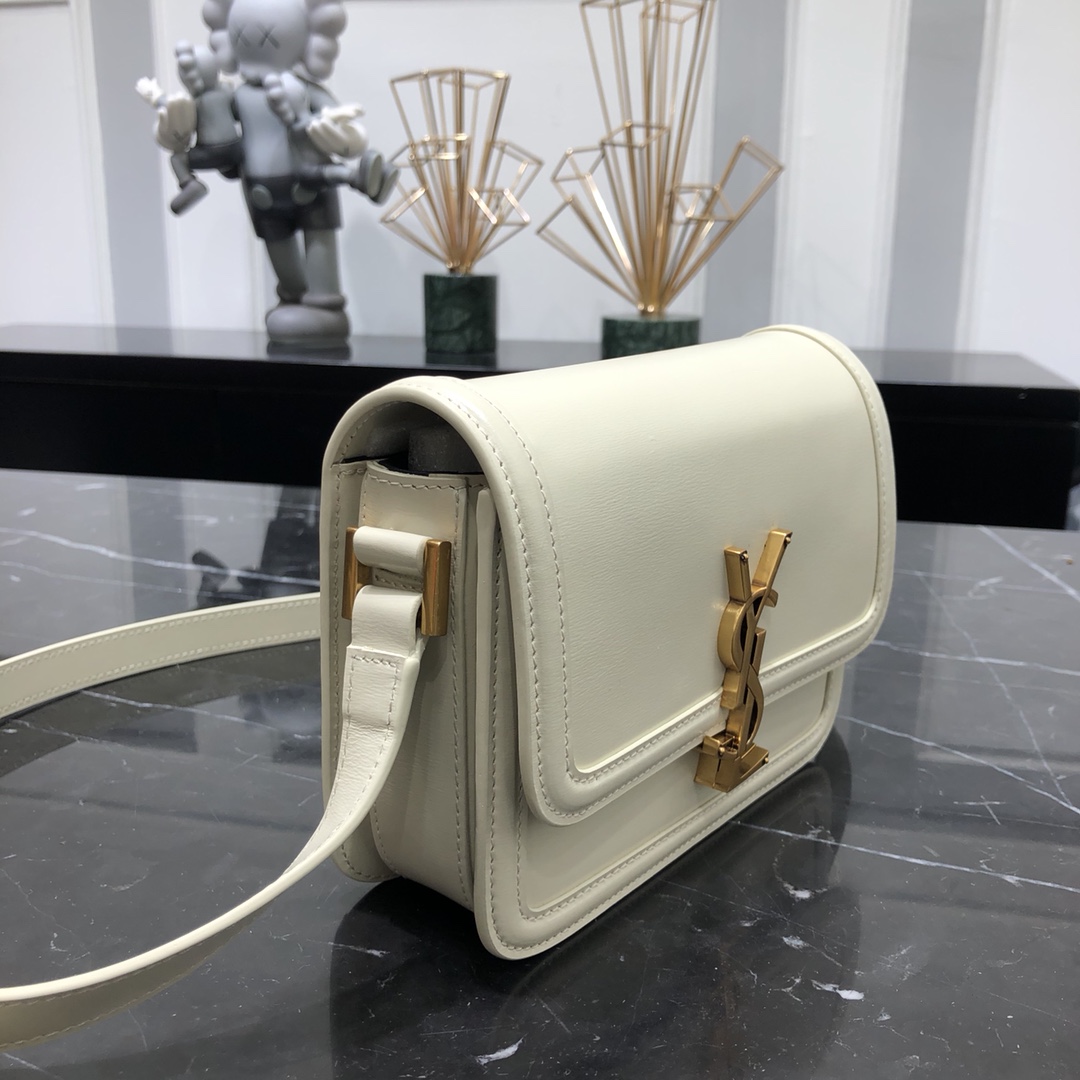 Saint Laurent Solferino Box Small Calfskin Handbag Shoulder Bag White 634306 